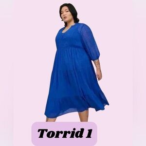 Torrid Sheer Dot Dress Blue EUC​​​